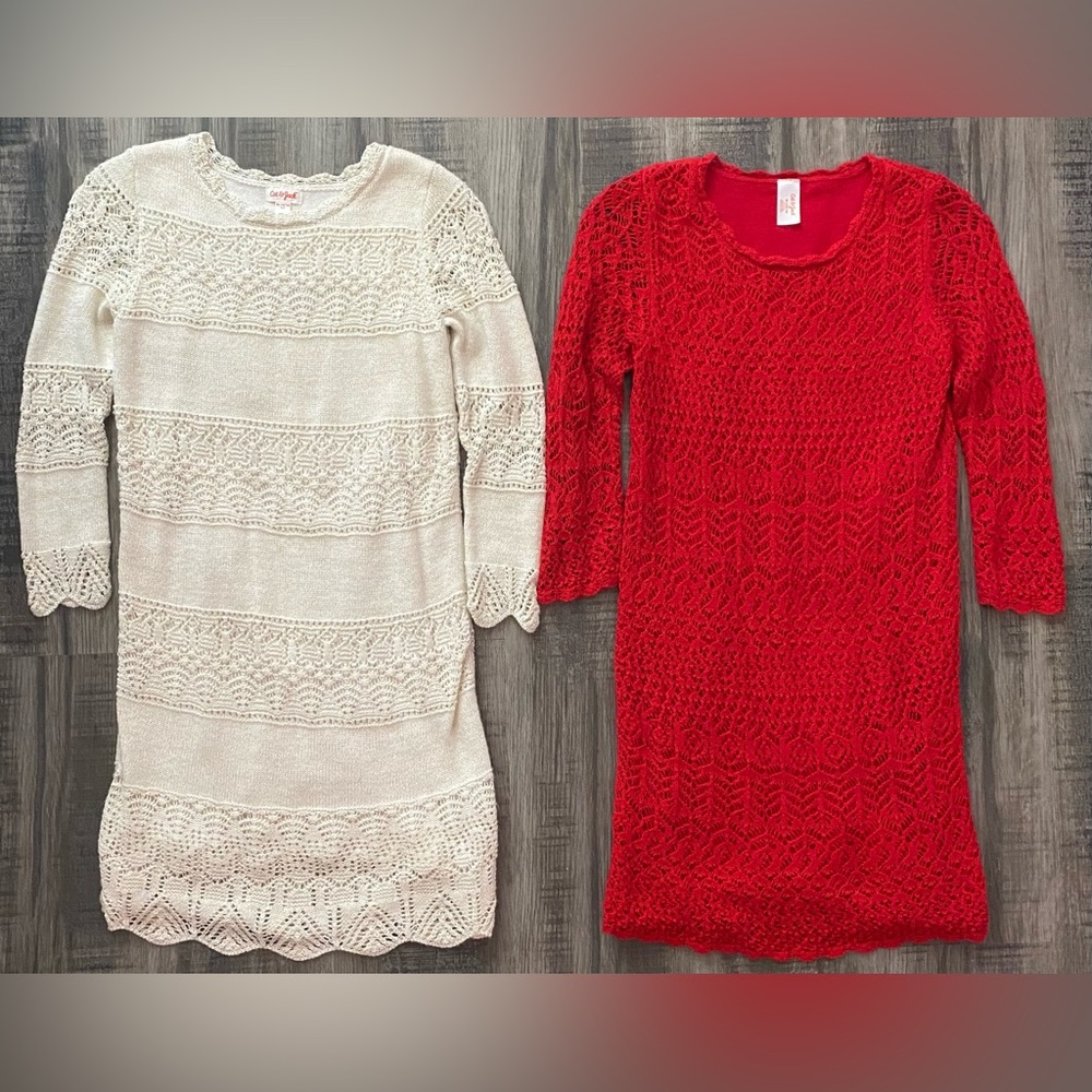 Knitted red and white Dresses